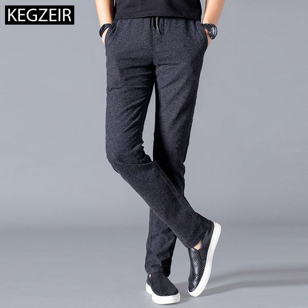 

kegzeir brand spring winter mens fashion pants stretch casual men trousers khaki black skinny pants men pantalones hombres