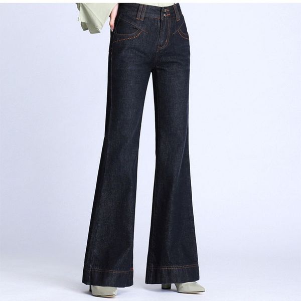 

2018 new women's boot cut jeans flare girls business casual spring autumn trousers, Blue