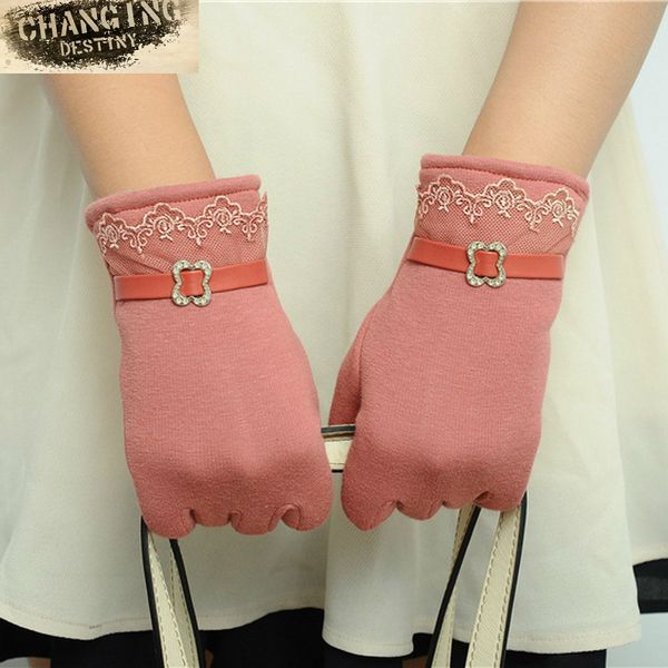 

high quality winter fashion women' touch screen glove ladies lovely cotton keep warm mittens multi-color gloves for females, Blue;gray