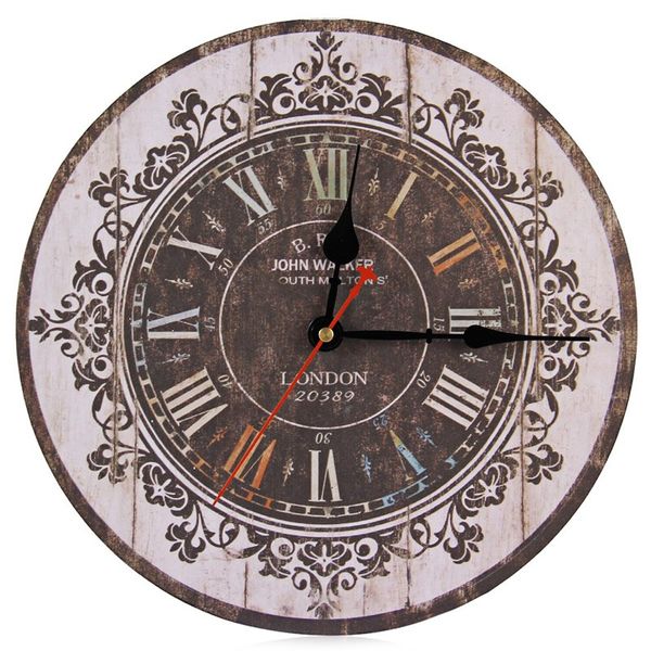 

wall clock silent wooden round retro vintage style decorative wall clock home decoration accessory christmas gifts