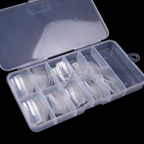 

100pcs clear color false french style acrylic half nail art tips diy false fake uv gel nail art tips decoration, Red;gold