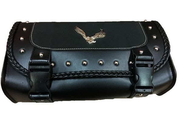 

motorcycle saddlebag pu leather saddle bag tool roll saddle bag chopper touring street dirt bike dual sport bike