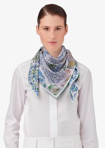 

luxury women horse print 100% silk square floral scarf paris brand h shawl foulard echarpe joker twill rolled edges scarfs 90*90cm, Blue;gray