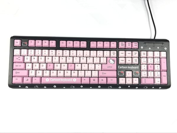 Acheter Haute Qualité De Dessin Animé Mignon Bonjour Kitty Usb Clavier Filaire Fille Amour Cadeau Kt Chat Clavier Pour Ordinateur Teclado De 3586 Du