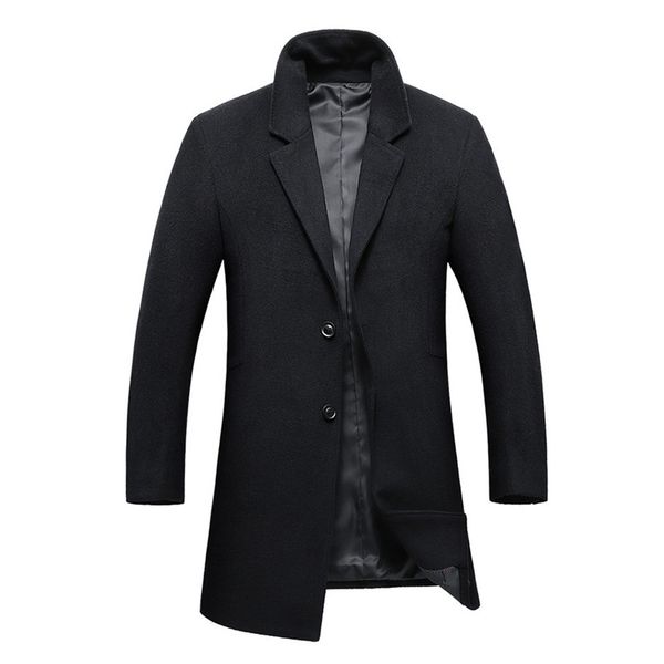 

2018 winter coats men business woolen casual fashion slim fit trench coat men,men's classic overcoat size m-xxxl, Black