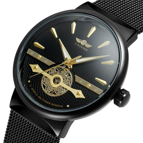 

winner men watch automatic mechanical mens watches sport army skeleton steel band male clock gift 0621, Slivery;brown