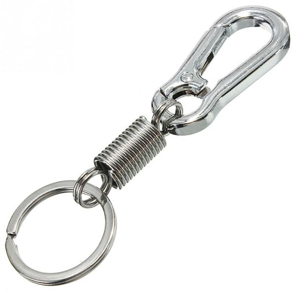 

excellent quality stainless steel gourd buckle carabiner keychain waist belt clip anti-lost buckle hanging retractable keyring, Silver