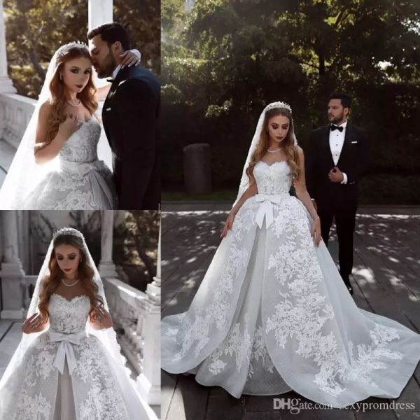 

2019 spring vintage wedding dresses sweetheart lace appliques a line bridal gowns with ribbon sash custom made wedding vestido de novia, White