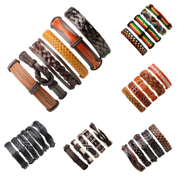 

black leather bracelet men multilayer braid bracelets & bangles punk wrap bracelets for women punk casual men jewelry, Golden;silver