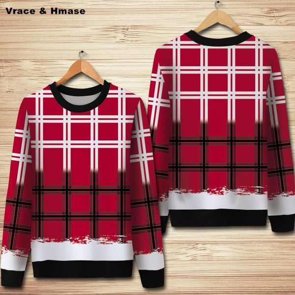 

korean style fashion plaid printing personality hit color pullover hoodies autumn&winter quality oversized sweatshirts men s-4xl, Black