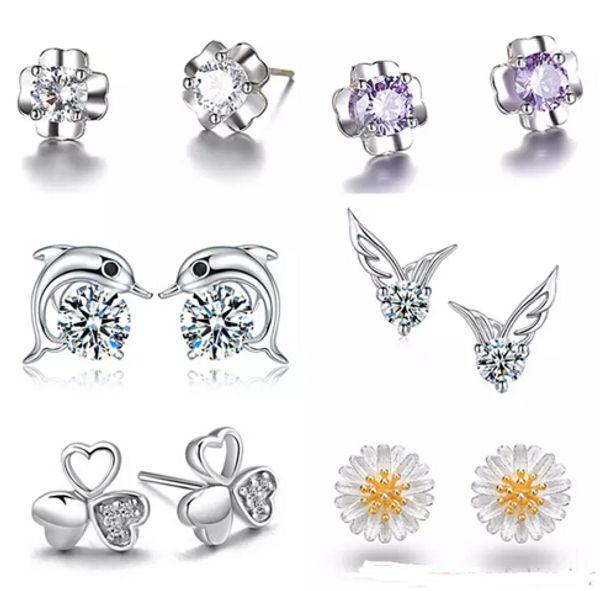 

the crown princess cross earrings s925 sterling silver earring female anti allergy valentine's day gift to send his girlfriend gifts 38, Golden;silver