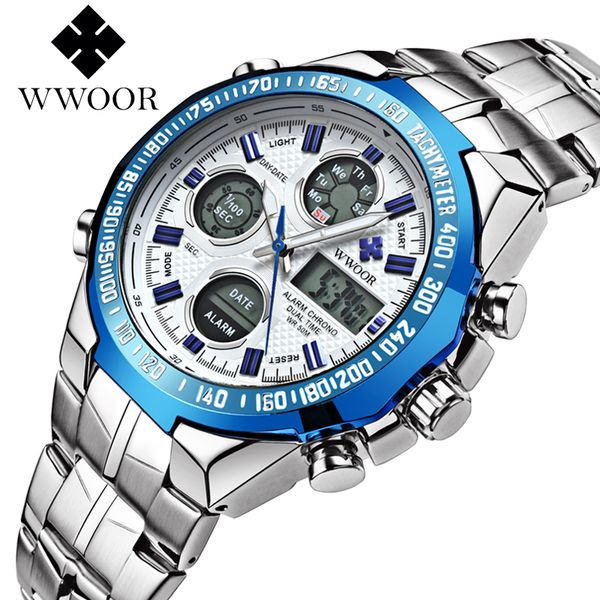 

fashion men watch wwoor brand casual watches men brand waterproof luxury steel wristwatches quartz watch reloj hombre, Slivery;brown