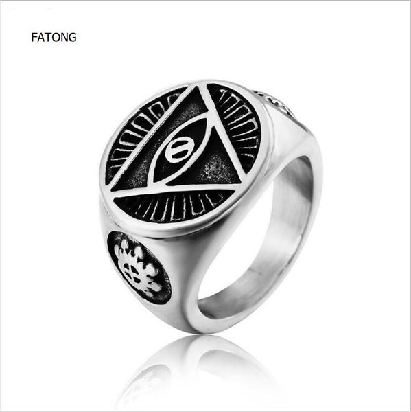 

men's personality jewelry evil eye titanium ring retro jewelry wholesale tide male eye ring t0665, Golden;silver