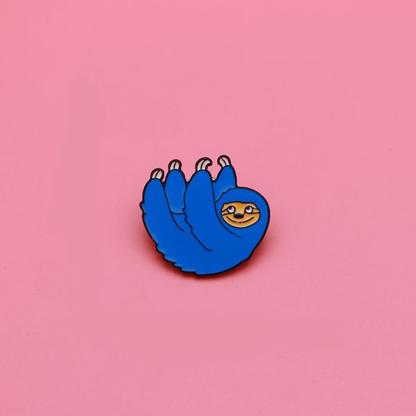 

cartoon animals blue sloth brooch badge enamel pin buckle shirt denim jacket pins jewelry for girls boys lapel bag pins q089, Gray