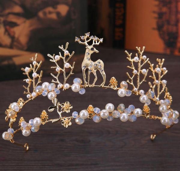 

2018 новый олень жемчужина корона невесты волосы, Silver