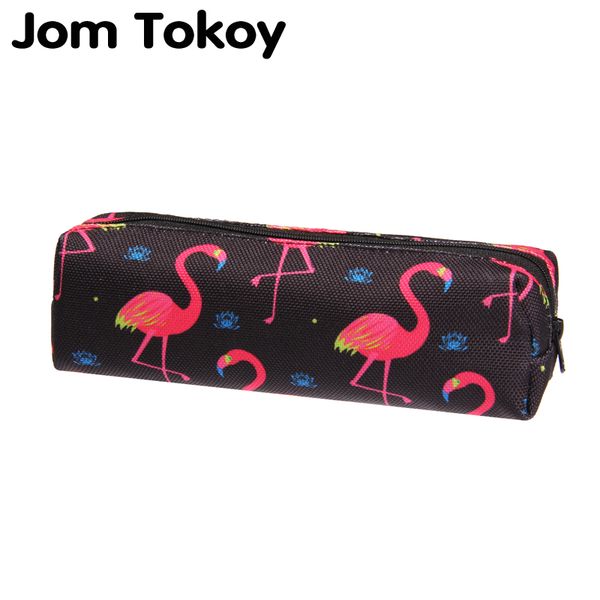

jom tokoy 3d print cosmetic bag 2018 the new women flamingo makeup bag stationery pouch kids school pencil