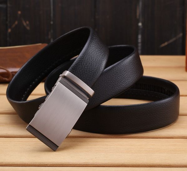 

long designers men automatic buckle fabric leather luxury belts business male big plus size 160 cm black gold cinto, Black;brown