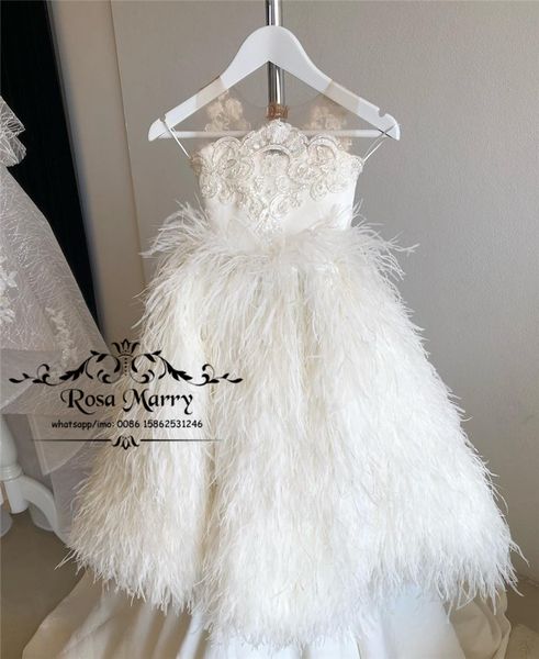 

luxury feather girls pageant dresses 2019 a line vintage lace sequined beaded plus size girls birthday first communion gowns for teens, White;red