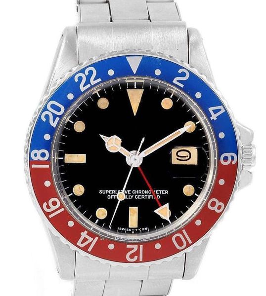 

Luxury aaa 1675 gmt a ia 2813 movemen mechanical automatic men watche vintage red and blue pep i bezel men watch