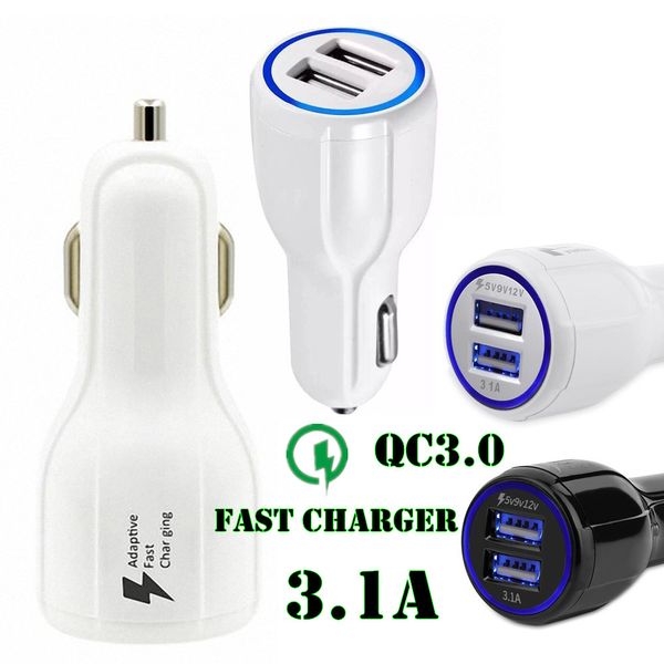 

QC 3.0 автомобильное зарядное устройство двойной USB-порт 3.1 A быстрая зарядка 5 в 9 в 12
