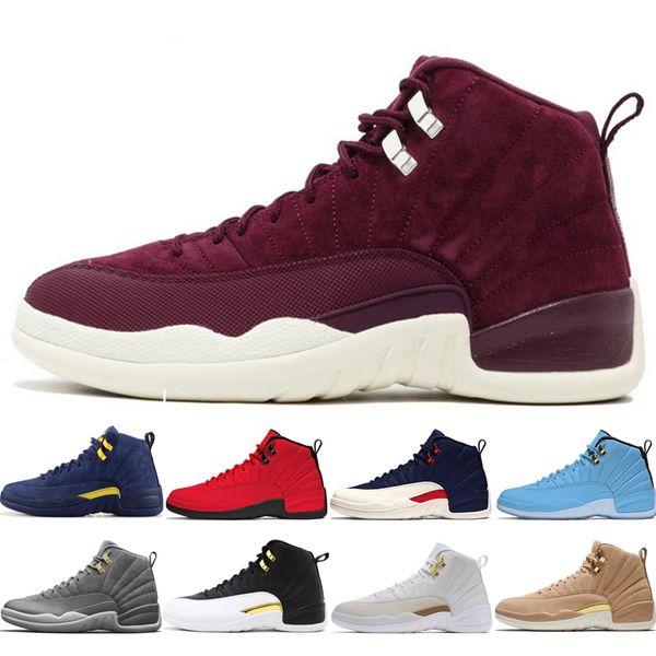 

2019 12 12s men basketball shoes michigan bulls college navy unc nyc vachetta tan dark grey bordeaux wings chinese new year mens sports