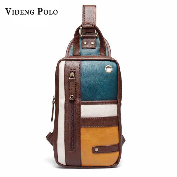 

videng pu messenger bag crossbody multi-function men hit single oblique shoulders bag, men's color chest package bags