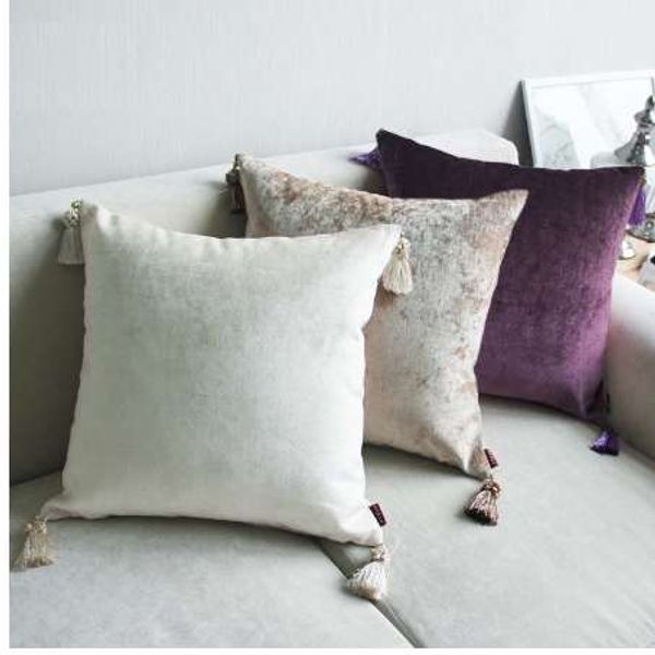 Cuscino di lancio di lusso fodera per cuscino europeo beige cuscini decorativi grigi decorazioni per la casa moderna federa di velluto per divano 45x45 cm