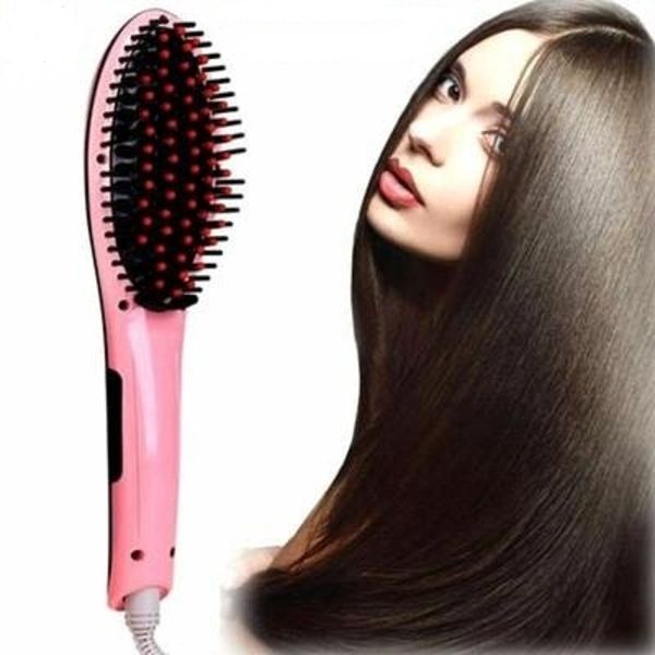 

lcd display hair brush fast hair straightener comb electric brush comb irons auto straight, Black