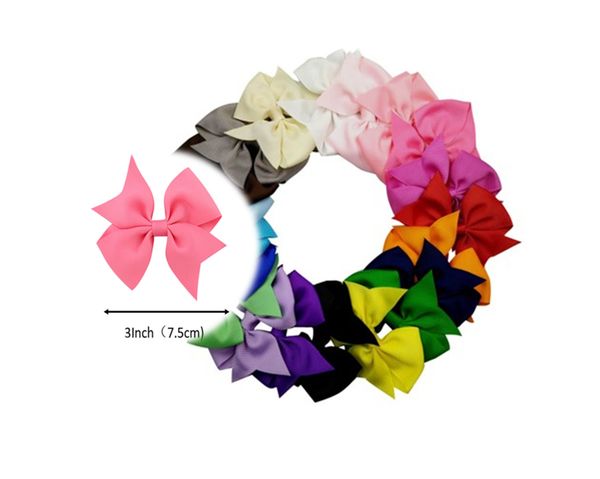 

3" grosgrain ribbon hair bows clip for kids girl set of 20pcs, Slivery;white
