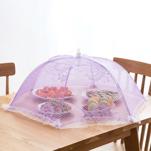 

large size fly-proof table cover round folding dish umbrella food mask