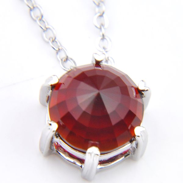 

5 pcs /lot fashion pendant necklaces 10mm women's wedding colares ruby jewelry 925 silver red color crystal women pendant gemstone jewe