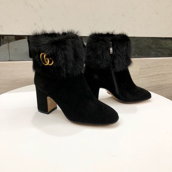 

2019 winter new fa hion ladie ankle boot black cla ic nubuck leather high heel boot luxury de igner brand women 039 boot