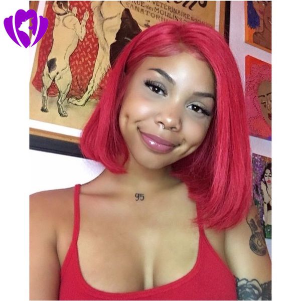 

side part red synthetic lace front wig bob style short wigs for women black /brown /blonde/ pink /ombre color