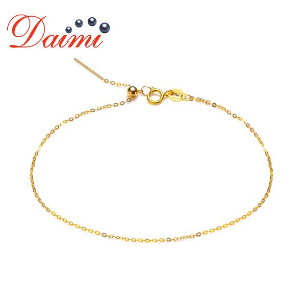 

daimi adjustable pure gold chain bracelet 18k yellow gold chain universal bracelet gift for women, Golden;silver