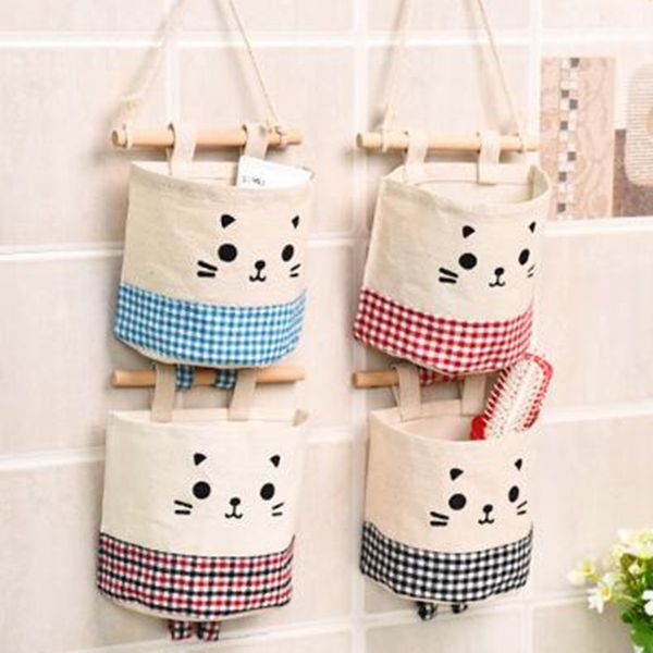 

wall hanging storage bags cotton linen closet children room bathroom for toys books cosmetic sundries toys organizer