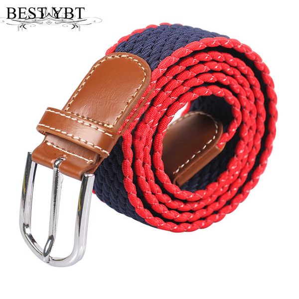 

ybt belt fashion stretch weaving alloy pin buckle men belt outdoor sport casual men and women, Black;brown