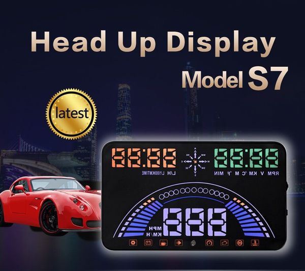 

5.8" car hud head up display obd2+gps two systems over speed alarm dash board digital speedometer