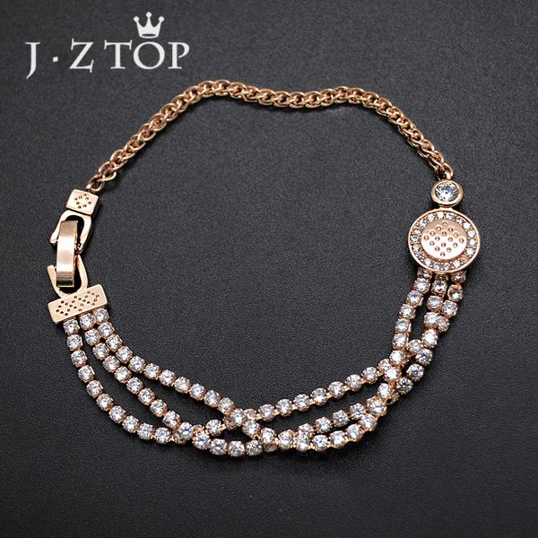

jzluxury zircon chain bracelets for woman charm rose gold color bangles bracelet femme crystal wedding jewelry pulseras, Black
