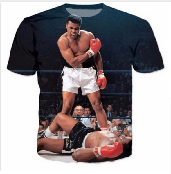 

fashion mens/womans muhammad ali summer style funny 3d print casual t-shirt plus size zgx074, White;black