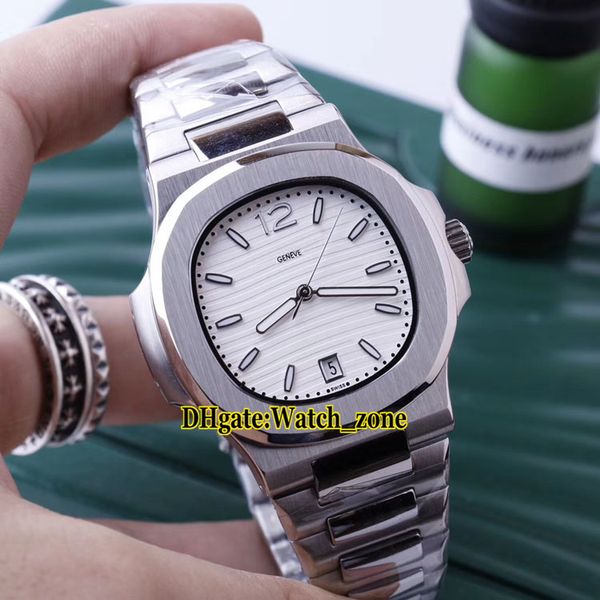 

new sport nautilus date 7118/1a-010 7118/1 a2813 automatic white dial mens watch stainless steel band gents watches, Slivery;brown