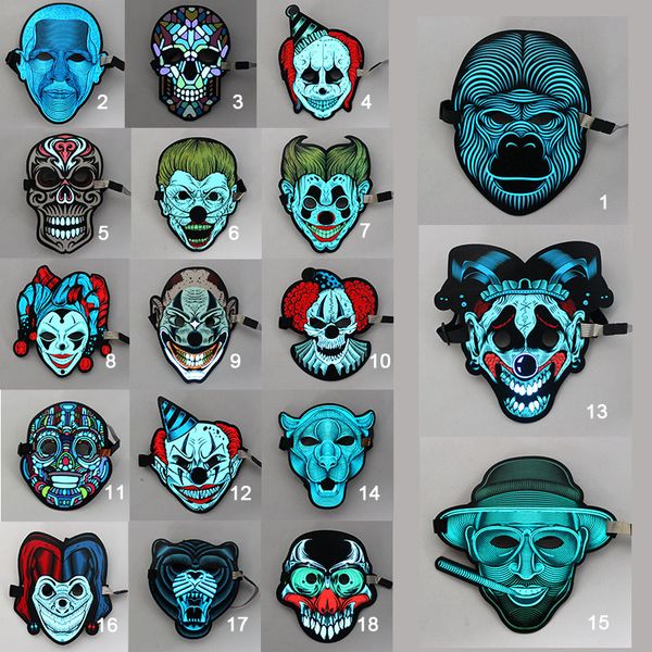 

led sound control mask bar atmosphere props halloween glow cold light mask cold light masquerade portable flexible with many style masks