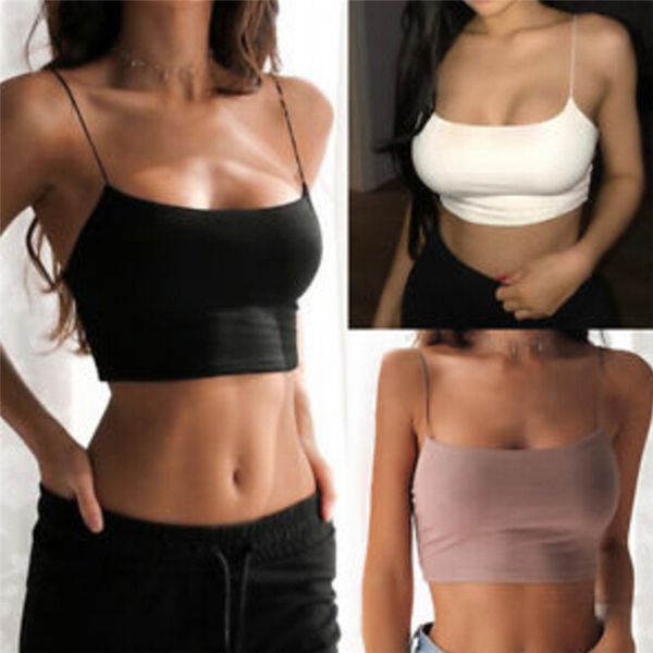 

women sleeveless crop summer cami fitness ladies camisoles cropped black white khaki solid