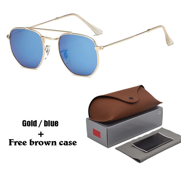 

brand designer sunglasses for men woman sun glasses vintage metal hexagonal frame reflective coating eyewear with retail cases and box, White;black