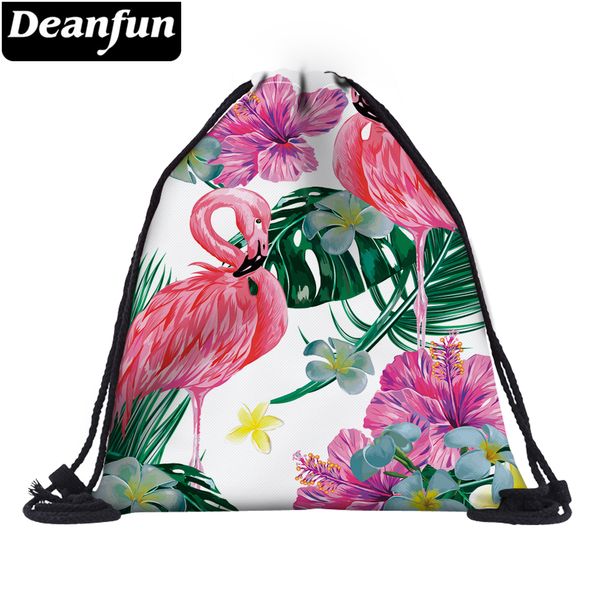 

deanfun drawstring bags 3d printing flamingo colorful school bags for women 60059