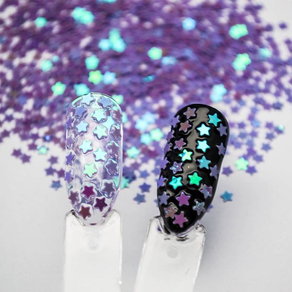 

stars shape holographic sequins10g/pack purple laser nail glitter paillette spangles for nails glitter decal 4ssf0074, Silver;gold