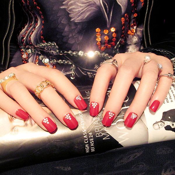 

children's false nails abstract animal motifs of nail art products nail, Red;gold