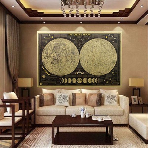 

1pcs moon vintage paper wall sticker decal wall poster globe wallpaper unique home decoration sale