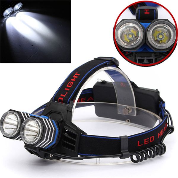 

2 x xm-l t6 led headlight 4000 lumens headlamp 4 lighting modes flashlight rechargeable 18650 head lamp torch waterproof