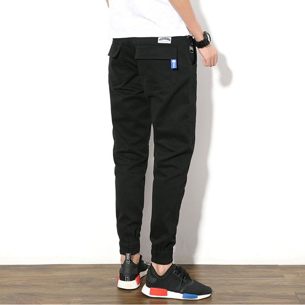 

summer casual pants men joggers sweatpants cotton trousers, Black
