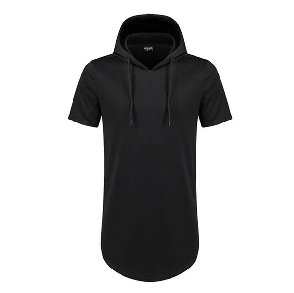 

clothes mens longline curve hem t shirt hooded mens hipster hip hop side zip short sleeve t shirt, White;black